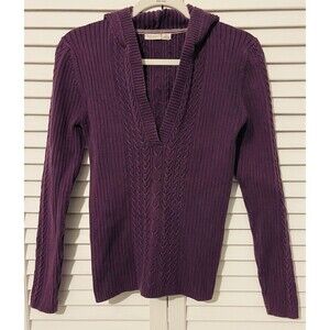 Vintage Old Navy Cableknit Hoodie Sweater Purple Women’s Large